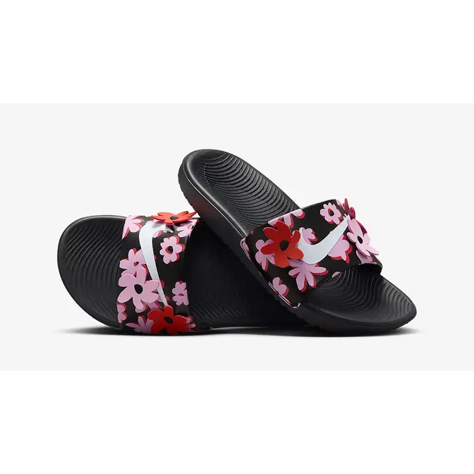 Black floral nike slides hotsell