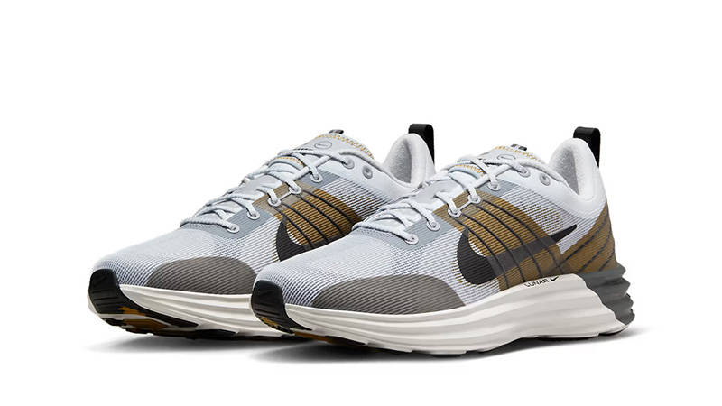 gray and gold nike shoes