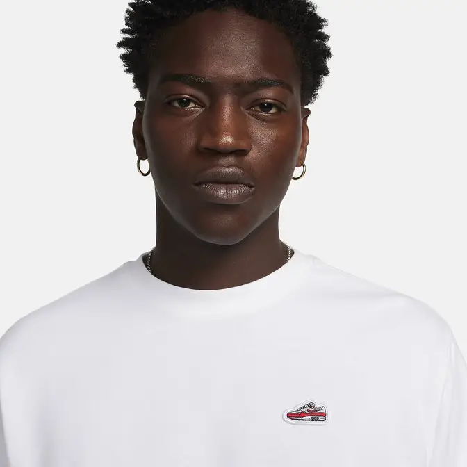 Nike Sportswear French Terry Crew-Neck Sweatshirt White logo
