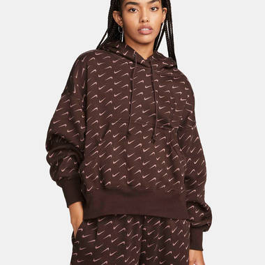 nike sportswear phoenix fleece over oversized printed hoodie baroque brown w380 h380