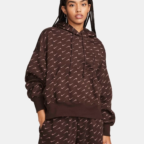 Nike Sportswear Phoenix Fleece Over Oversized Printed Hoodie Baroque Brown