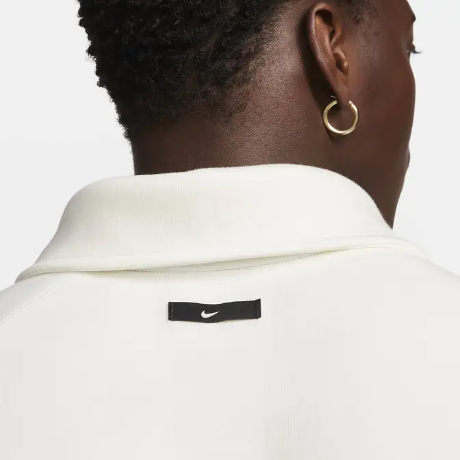 Nike shiny Tech Fleece Re-imagined 1 2-Zip Top White back pull