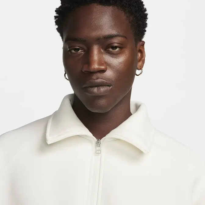 Nike shiny Tech Fleece Re-imagined 1 2-Zip Top White face
