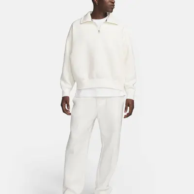 Nike shiny Tech Fleece Re-imagined 1 2-Zip Top White full