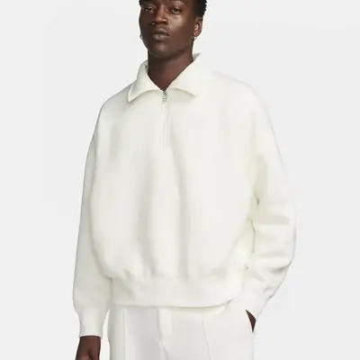 Nike shiny Tech Fleece Re-imagined 1 2-Zip Top White