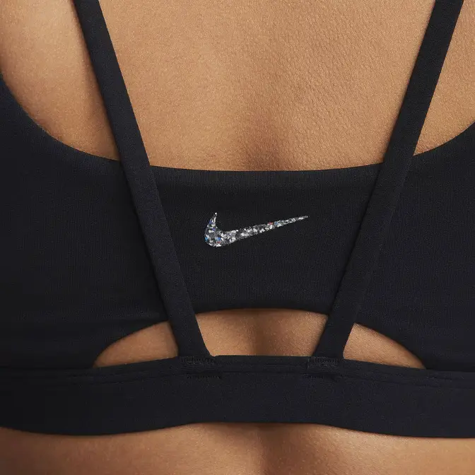 Nike Swoosh Pack T-Shirt Light-Support Padded Sports Bra Black logo