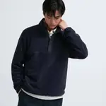 Uniqlo Fleece Button-up Pullover Navy Feature