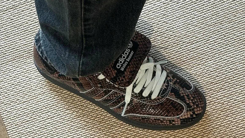 Wales Bonner x adidas Samba Snakeskin Brown Black on feet
