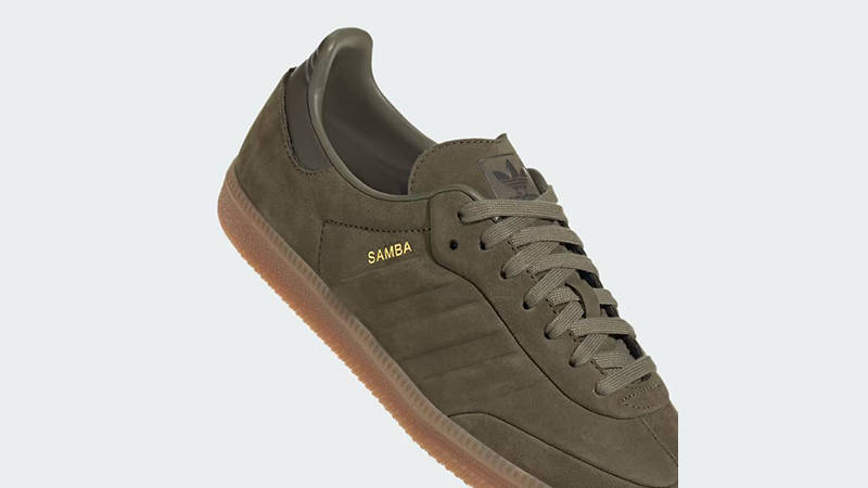 adidas Samba Green Olive Strata heel