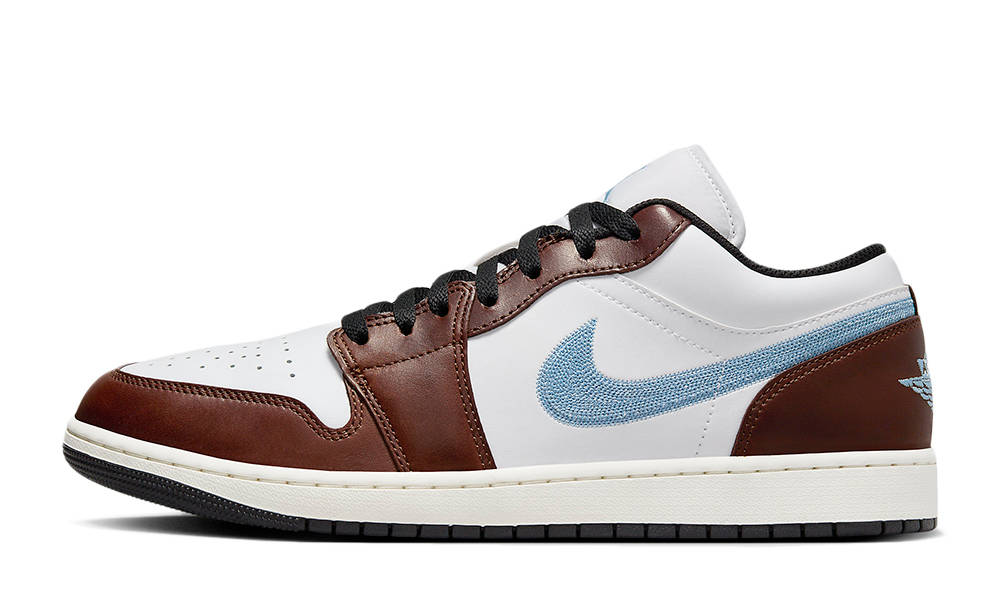 Air Jordan 1 Low Embroidered White Brown Blue FQ7832-142