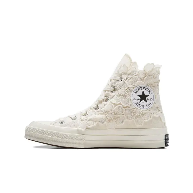 The Comme des Garçons x Converse leather Chuck 70 High in Bright Green Ivory Lace