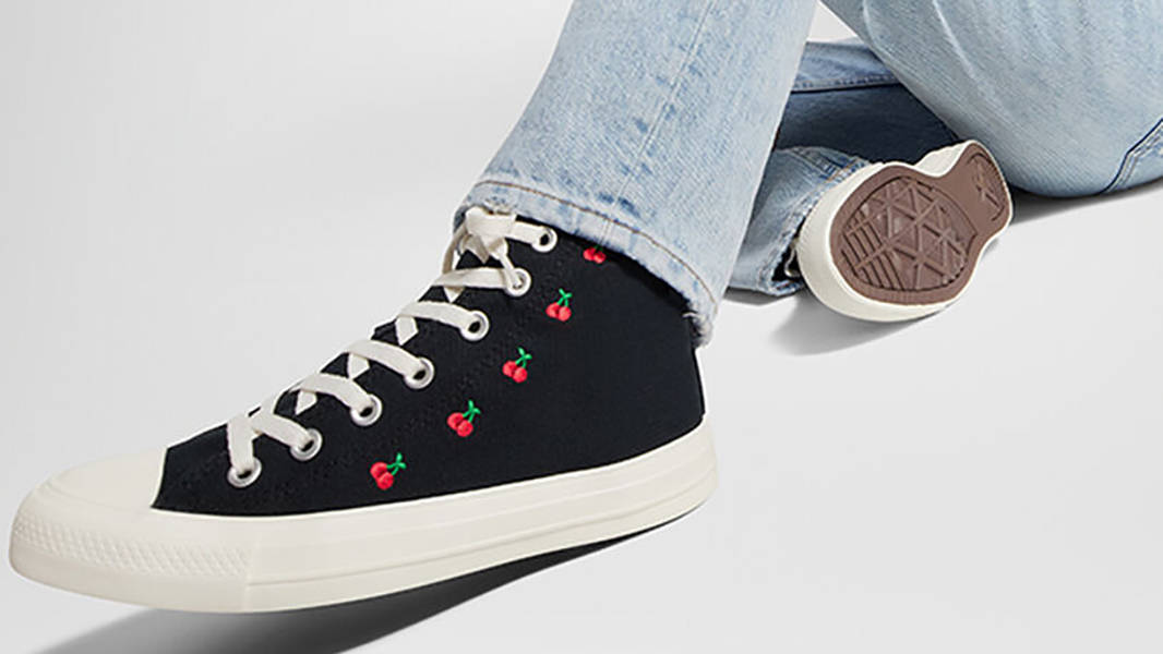 Converse Chuck Taylor Cherries High Black Red A08142C on feet 2