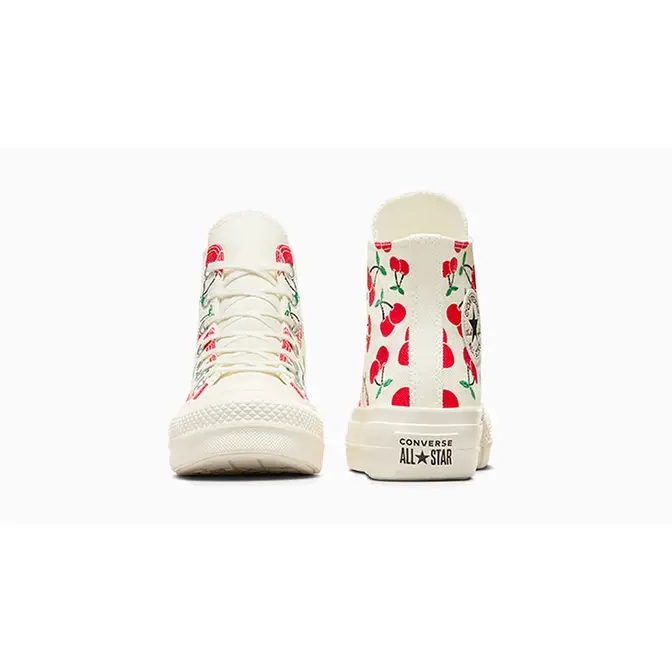 converse all star high lifes too short to waste sneakers item Cherries Lift Platform High White Red A08096C Back