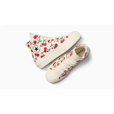 converse all star high lifes too short to waste sneakers item Cherries Lift Platform High White Red A08096C Top