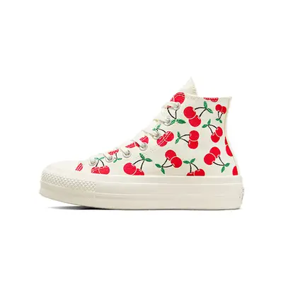 converse all star high lifes too short to waste sneakers item Cherries Lift Platform High White Red A08096C