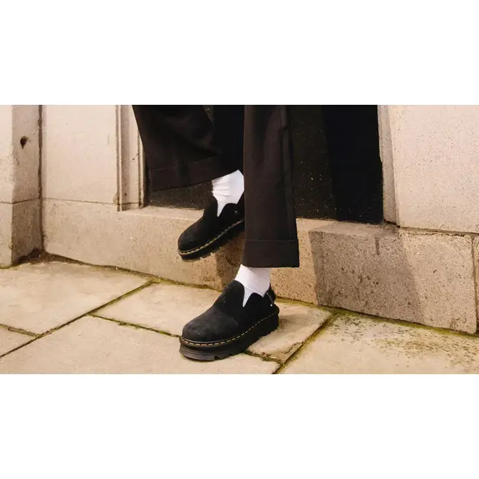 Dr. Martens Zebzag Suede Platform Mules Black | Where To Buy