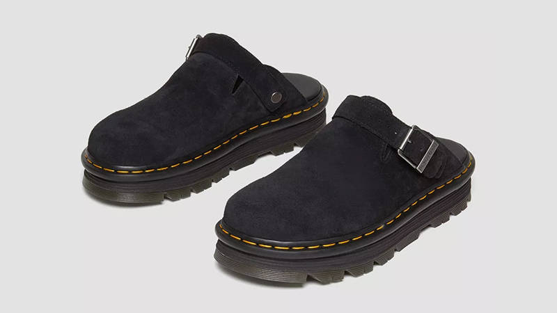 Dr. Martens Zebzag Suede Platform Mules Black 31657001 Side