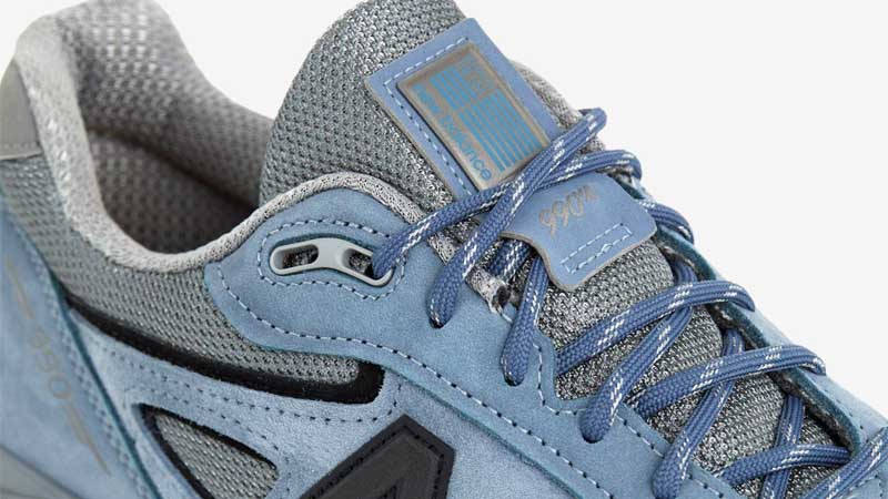 New Balance 990v4 Made in USA Arctic Grey Black Top Closeup