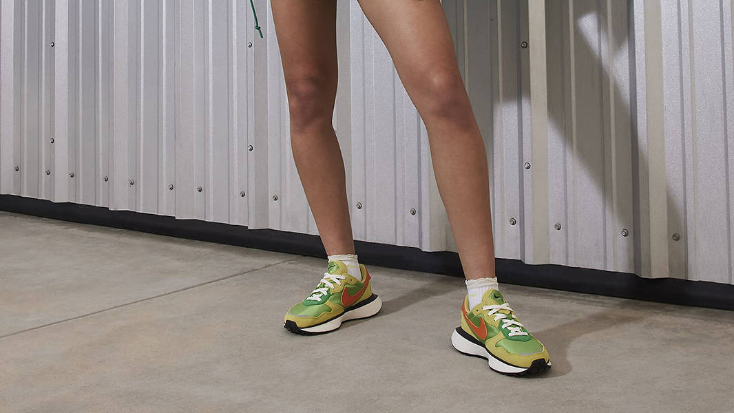 Nike Phoenix Waffle Chlorophyll Orange FD2196-300 on feet 2