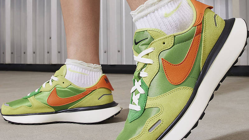 Nike Phoenix Waffle Chlorophyll Orange FD2196-300 on feet