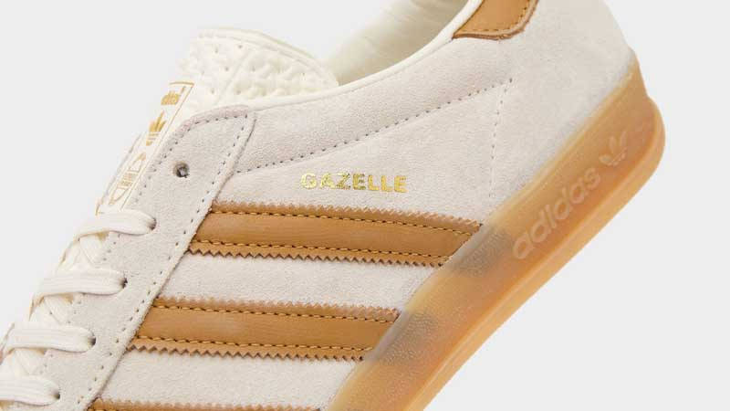 adidas Gazelle Indoor Cloud White Brown Closeup