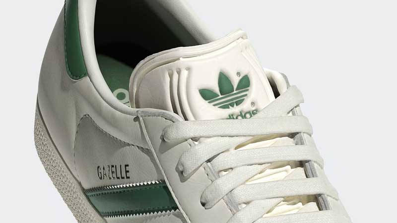 adidas Gazelle White Preloved Green Closeup