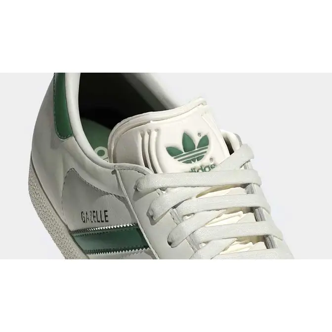 adidas Gazelle White Preloved Green Closeup