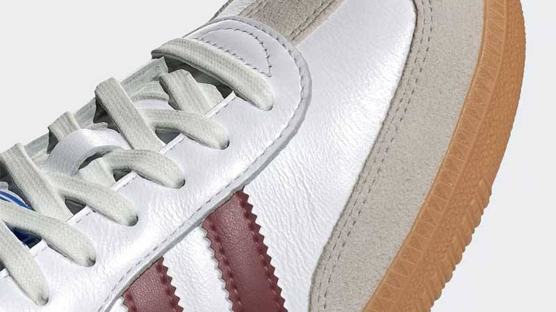 adidas Samba OG White Burgundy Gum Closeup