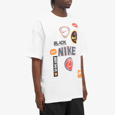 comme des garcons black x nike oversized multi logo print t shirt white w380 h380