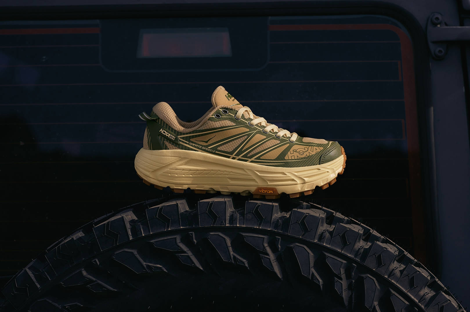 END. x Hoka Mafate Speed 2 Overland Green