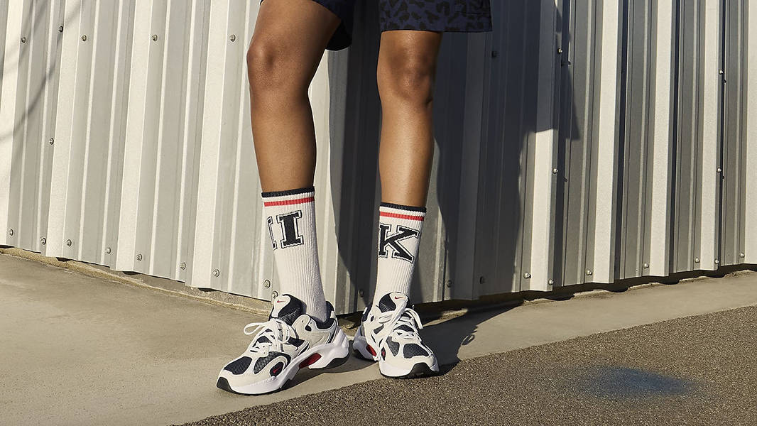 Nike AL8 Obsidian Gym Red FJ3794-400 on feet