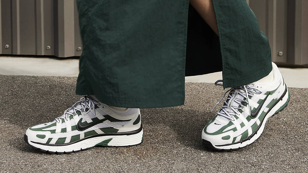 Nike P-6000 White Black Fir HF5388-100 on feet