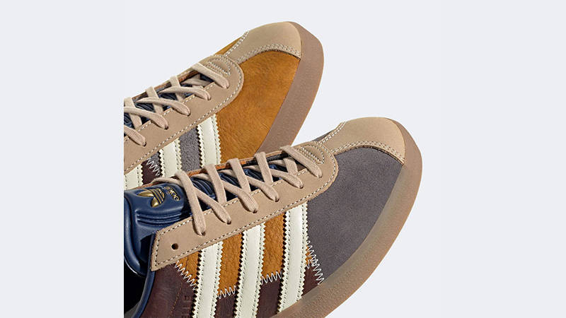 atoms x adidas Gazelle 85 Patchwork Brown toe area