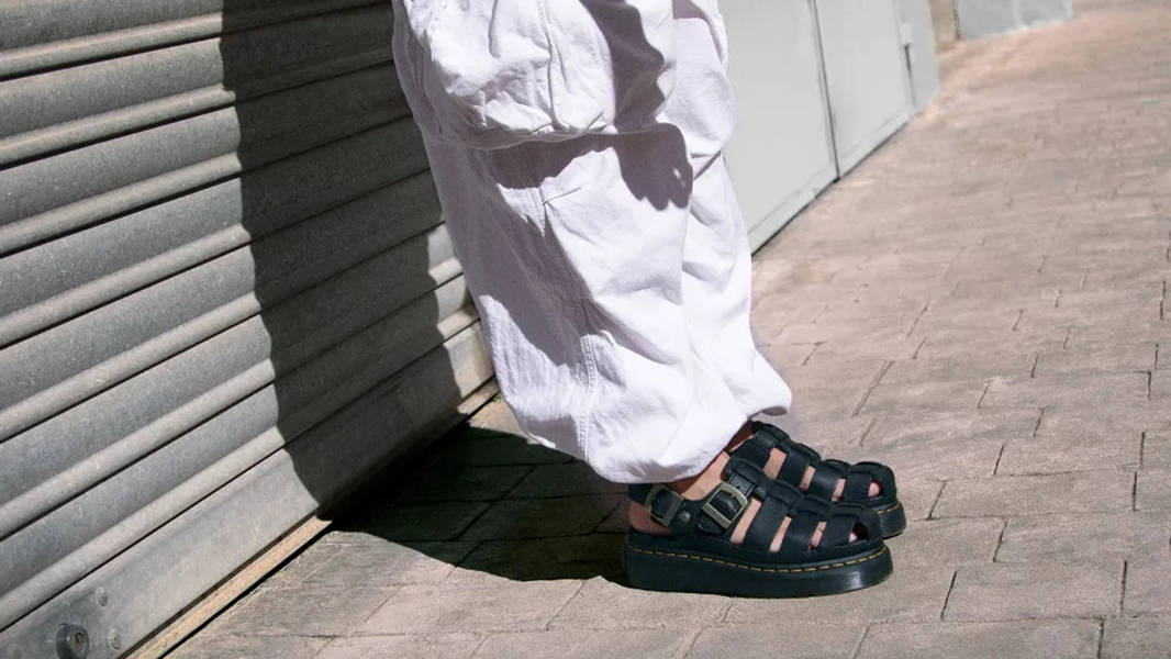 Dr. Martens Fisherman Sandals Black 31524001 on feet