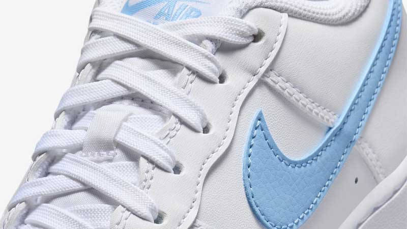 Nike Air Force 1 GS White Aquarius Blue Closeup 1