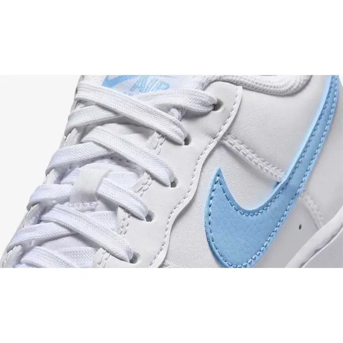 Nike Air Force 1 GS White Aquarius Blue Closeup 1