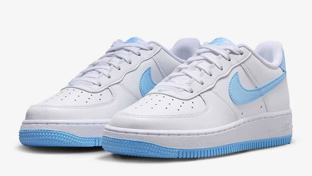 Nike Air Force 1 GS White Aquarius Blue Front