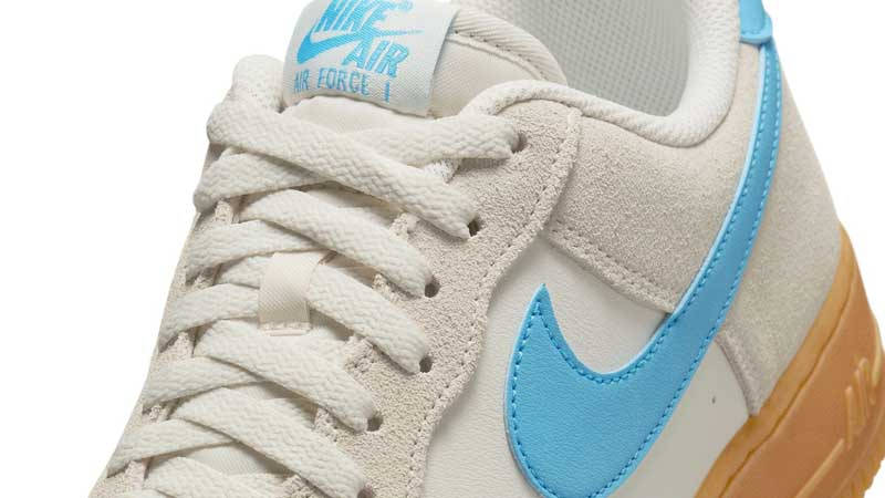 Nike Air Force 1 Low Blue Grey Gum Closeup