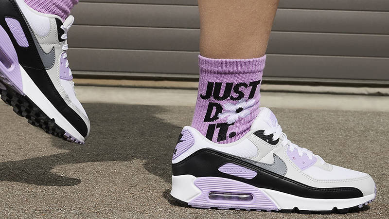 Nike Air Max 90 Lilac Grey on foot side