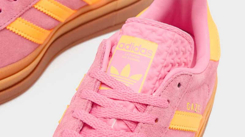 adidas Gazelle Bold Pink Yellow Closeup