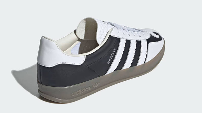 black and white leather gazelles