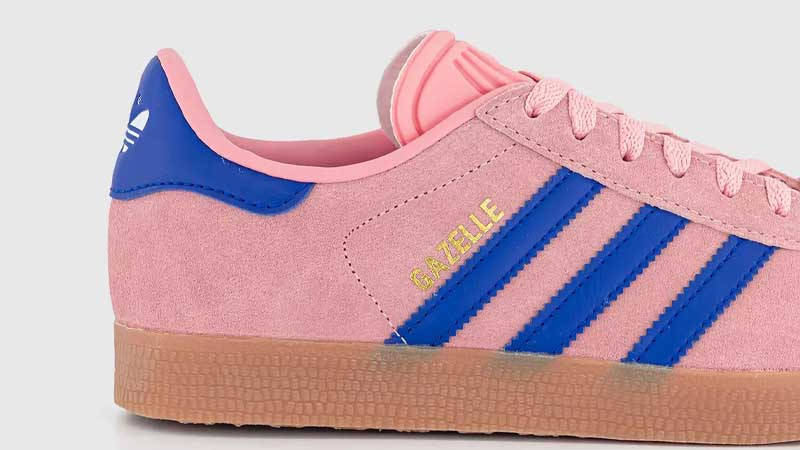 adidas Gazelle Semi Pink Blue Gum Closeup