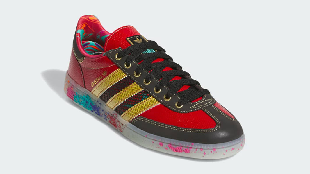 adidas Handball Spezial S.E.E.D. Scarlet Gold Paint Splatter ID8617 Side