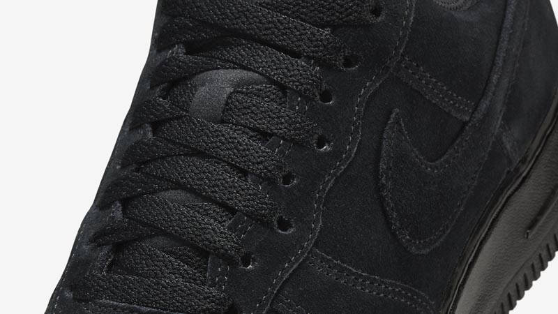 Nike Air Force 1 Low Black Suede Side Closeup