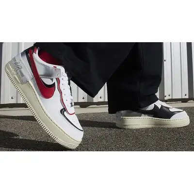 Nike Air Force 1 Shadow White Silver Gym Red | FN6335-100 | The Sole ...