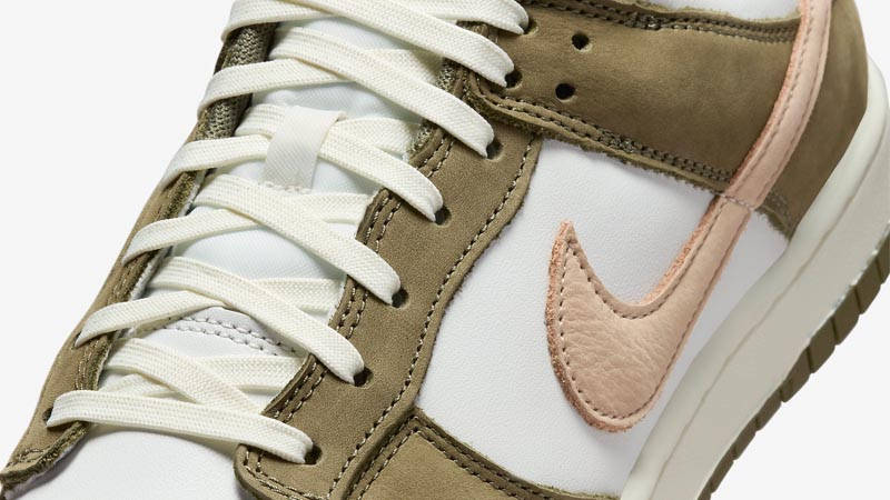 Nike Dunk Low Medium Olive Sail Side Closeup