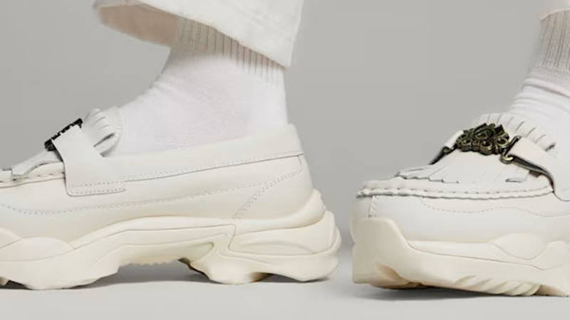 PALOMO x PUMA Nitefox Loafer Ivory on foot side
