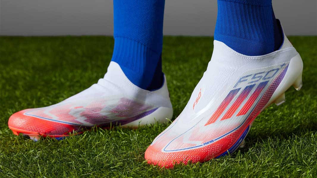 adidas F50 Firm Ground Boots White Red On Foot