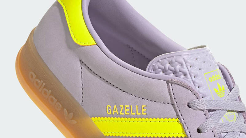 adidas Gazelle Indoor Silver Yellow Closeup