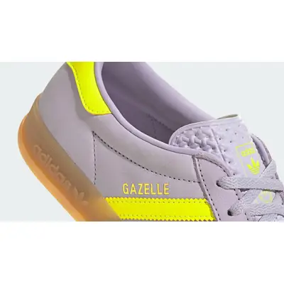 adidas Gazelle Indoor Silver Yellow Closeup